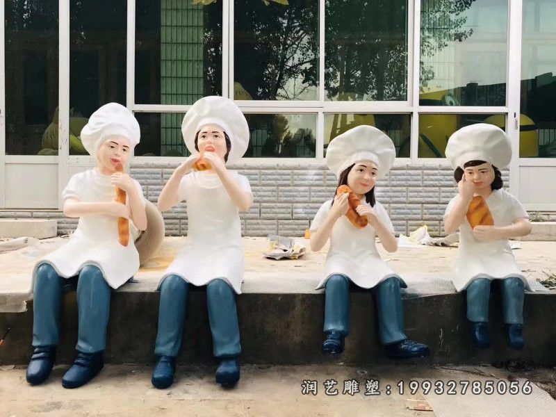 步行街玻璃钢厨师雕塑