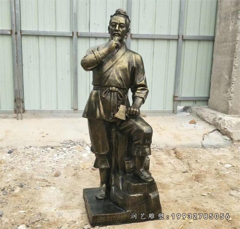 草坪人物鲁班铜雕