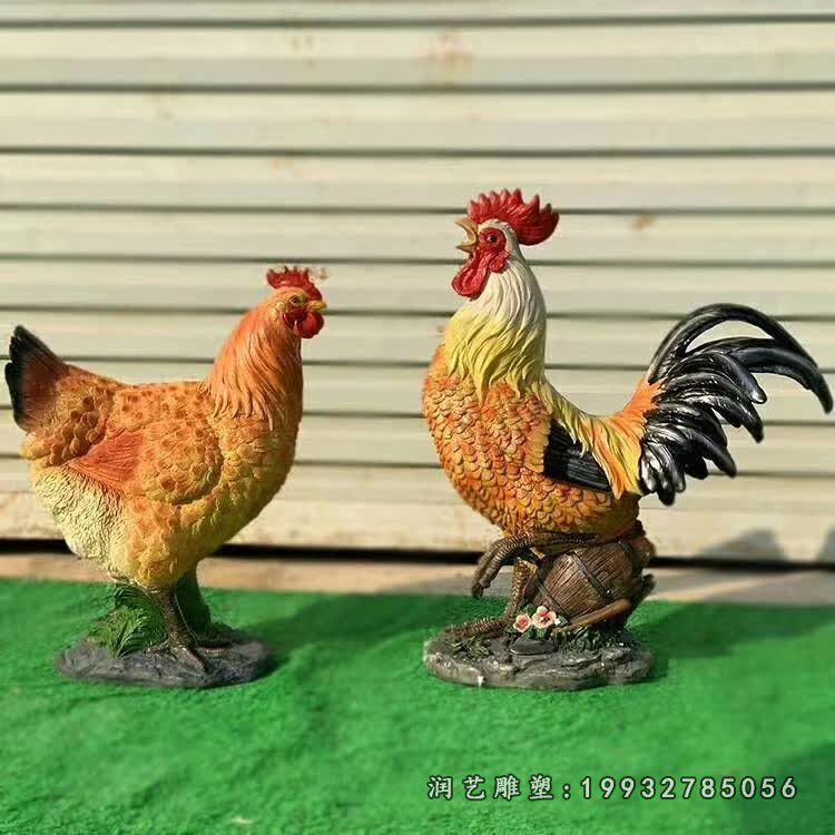广场玻璃钢动物鸡雕塑
