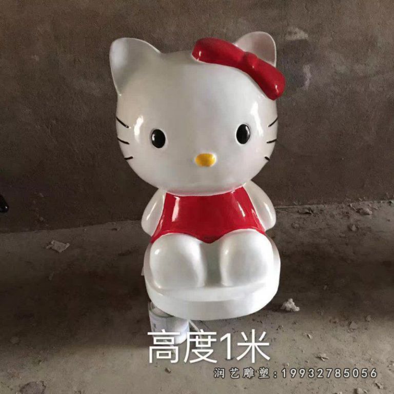 庭院玻璃钢卡通kt猫雕塑