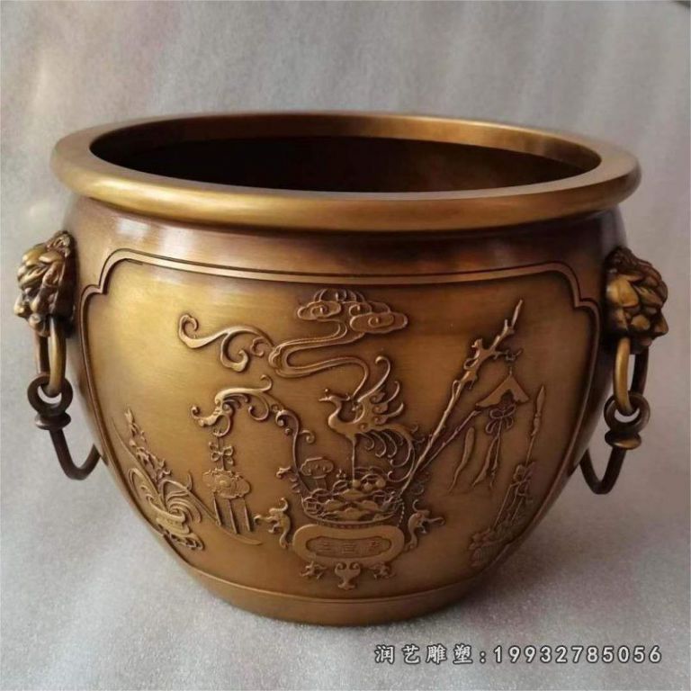 商业街景观水缸铜雕