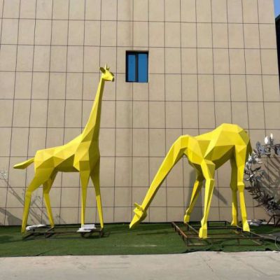 游乐场不锈钢长颈鹿雕塑