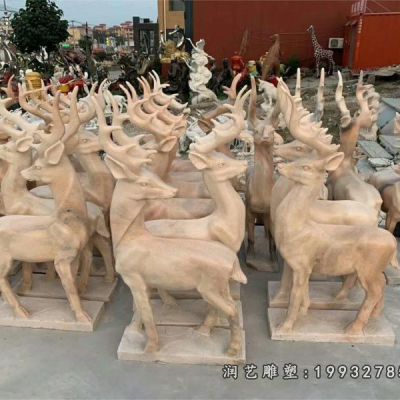 校园动物鹿石雕